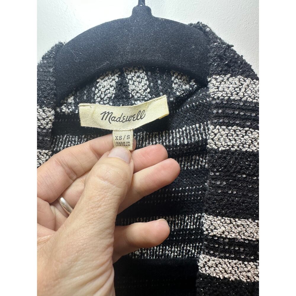 Madewell Black &‎ White Stripe Dolman Sleeve Drapey Cardigan XS/S Oversized - Picture 3 of 9